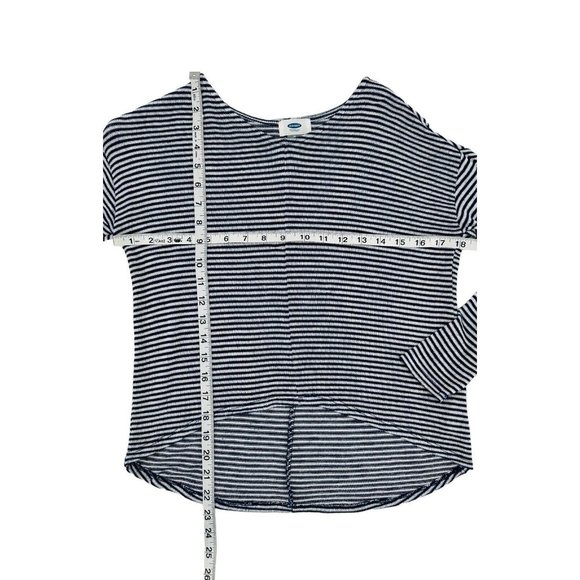 Old Navy Tunic Sweater Girls Size Med (8) Navy White Stripe Hi Lo Hem Semi-Sheer - Picture 4 of 6